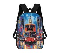 sinyumoney Pop Art London Bus with Big Ben Backdrop Mochila Escolar Infantil Impresa En 3D Para Niños, Mochilas De Viaje, Bolsas Para Libros Para Niños Estudiantes De Primaria 17inch