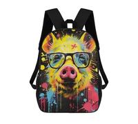 sinyumoney Pop Art Pig Glasses Mochila, Mochila Escolar Impresa En 3D, Bolsa Para El Almuerzo Escolar, Mochila De Viaje, Mochila Para Amigos, Mochila Escolar Para Niñas Y Niños 17inch