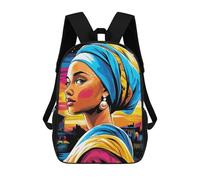 sinyumoney Pop Art Vision of Girl with A Pearl Earring Mochila Escolar Resistente Al Agua, Mochila De Viaje, Bolsa Para Computadora - Perfecta Para Viajes, Trabajo Y Uso Diario 17inch