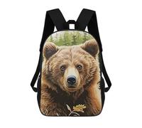 sinyumoney Portrait Bear Drawing Mochila Escolar Resistente Al Agua, Mochila De Viaje, Bolsa Para Computadora Para Niñas, Niños Y Adolescentes 17inch