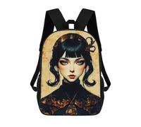 sinyumoney Portrait of A Woman with Ornamentation Mochila Escolar Mochilas Escolares Para Niñas Y Niños Mochila Con Bolsillo Mochila Escolar De Moda Para Niños 17inch