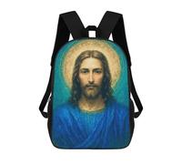 sinyumoney Portrait of Jesus Christ with Halo Mochila Escolar Para Niñas Y Niños, Mochilas De Gran Capacidad, Mochilas Ligeras Para Niños Y Estudiantes 17inch