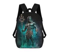 sinyumoney Poseidon God of The Seas Mochila Escolar Infantil De 17 Pulgadas, Mochila Escolar Impresa En 3D Para Niños De Primaria Y Secundaria