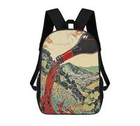 sinyumoney Pour in The Wine Mochila Escolar De Moda Para Estudiantes, Adecuada Para Niños Y Niñas, Mochila Informal Para Viajes Al Aire Libre, Esencial Para El Día A Día 17inch
