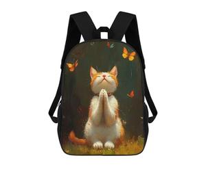 sinyumoney Praying Cat with Butterflies Mochila Escolar, Bolso De Negocios, Bolso Para Portátil Duradero Para Campus, Actividades Al Aire Libre, Viajes Y Deportes 17inch