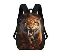 sinyumoney Prehistoric Saber-Toothed Tiger Roaring Mochila Escolar, Bolso De Negocios, Bolso Para Portátil Duradero Para Campus, Actividades Al Aire Libre, Viajes Y Deportes 17inch