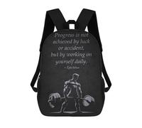 sinyumoney Progress Daily - Motivational Gym, Workout Fitness Mochila Escolar De 17 Pulgadas Impresa En 3D Mochilas Infantiles Mochila Genial Impresa En 3D Para Niños De Primaria Y Secundaria