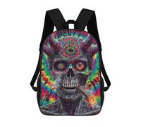 sinyumoney Psychedelic Devil Skull Art Print-4 Mochila Escolar Infantil De 17 Pulgadas Con Estampado 3D De Películas De Anime Para Niños, Mochila De Viaje, Mochila Escolar Infantil