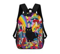 sinyumoney Psychedelic Mushroom Cat Art Print-2 Mochila Escolar Informal Para El Día A Día, Para La Escuela, El Trabajo Y Los Viajes Para Hombres, Mujeres Y Adolescentes. 17inch