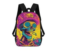 sinyumoney Psychedelic Skull Art Print-2 Mochila Infantil De 17 Pulgadas, Mochila Escolar Con Estampado 3D De Dibujos Animados Para Niños Y Adolescentes.