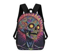 sinyumoney Psychedelic Skull Art Print-4 Mochila Escolar De 17 Pulgadas Para Adolescentes, Con Estampado 3D, Ajustable Y Con Bolsillos, Ideal Para Niños, Niñas Y Estudiantes.
