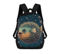 sinyumoney Pufferfish Animal Fish Mochila Escolar De Moda Para Estudiantes, Adecuada Para Niños Y Niñas, Mochila Informal Para Viajes Al Aire Libre, Esencial Para El Día A Día 17inch