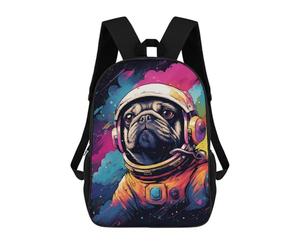 sinyumoney Pug Astronaut Space Art Print Mochila Escolar Resistente Al Agua, Mochila Escolar De Negocios Para Hombres/mujeres 17inch
