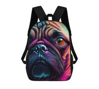 sinyumoney Pug Colorful Dog Mochila Escolar Para Niños, Mochila Escolar Impresa En 3D Para Estudiantes De Primaria Y Secundaria 17inch
