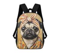 sinyumoney Pug Dog Art Print Mochilas Impresas En 3D Para Niños 17inch Mochilas De Moda Informales Para El Día A Día, Bolsas De Viaje, Mochilas Informales Para Exteriores Para Niños Y Niñas