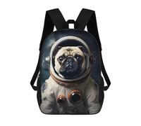 sinyumoney Pug Dog Astronaut Mochilas Impresas En 3D 17inch Mochila Escolar Infantil Para Exteriores, Mochila Informal De Día, Bolsas De Viaje Informales Para Estudiantes De Secundaria