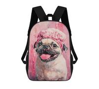 sinyumoney Pug Dog Bath Cap Painting Mochila Escolar Impresa En 3D 17inch Mochila Escolar Infantil Mochilas De Viaje Mochila Informal De Moda Para Niños Y Estudiantes