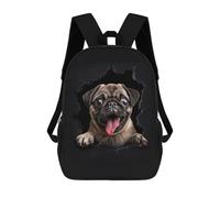 sinyumoney Pug Dog Mochilas Impresas En 3D Para Niños 17inch Mochilas De Moda Informales Para El Día A Día, Bolsas De Viaje, Mochilas Informales Para Exteriores Para Niños Y Niñas