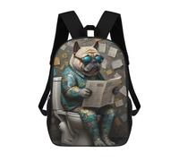 sinyumoney Pug Dog on The Toilet Mochila Escolar Infantil Impresa En 3D Para Niños, Mochila De Viaje De Alta Capacidad, Bolsas Para Libros, Mochila Escolar Infantil 17inch