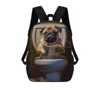 sinyumoney Pug Dog on The Toilet Mochila Escolar Mochila Para Niños Impresa En 3D Mochilas Infantiles Para Niños Y Niñas Mochilas Escolares Mochilas De Viaje Para Niños 17inch