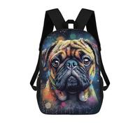 sinyumoney Pug Dog Painting Mochila Grande Escolar Para Niños - Perfecta Para Viajes, Trabajo Y Uso Diario 17inch