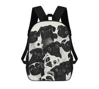 sinyumoney Pug Dog Party Black & White Mochila Escolar De Moda Para Papelería, Impermeable, Informal, Para El Campus, Actividades Al Aire Libre, Viajes Y Deportes 17inch