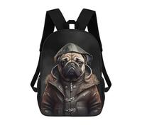 sinyumoney Pug Dog Portrait Mochila Escolar Ligera Para El Colegio, Mochila Escolar De Día, Mochila Para Libros Para La Universidad Para Niñas, Adolescentes 17inch