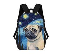 sinyumoney Pug Dog Starry Night Mochilas Para Niños Mochila Escolar De Moda Mochila Escolar Impresa En 3D Para Niños Estudiantes De Primaria Y Secundaria 17inch