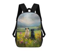 sinyumoney Pug Dogs in Flower Field Mochila Escolar Ligera Para Aeropuerto Y Universidad Para Estudiantes. Mochila Para La Escuela/trabajo/viajes 17inch