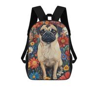 sinyumoney Pug in A Flower Field Pug Surrounded by Blooms Dog Wall Art Print Mochila Escolar Infantil Estampada Para Adultos Y Niños, Mochila De Viaje Para El Día A Día 17inch