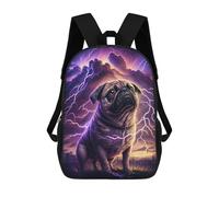 sinyumoney Pug in Thunderstorm Mochila Escolar De 17 Pulgadas Impresa En 3D Mochilas Infantiles Mochila Genial Impresa En 3D Para Niños De Primaria Y Secundaria