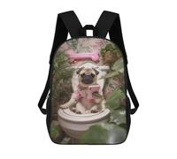 sinyumoney Pug on Toilet with Phone Mochilas Impresas En 3D Para Niños 17inch Mochilas De Moda Informales Para El Día A Día, Bolsas De Viaje, Mochilas Informales Para Exteriores Para Niños Y Niñas