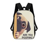 sinyumoney Pug Peeking Are You Pooping Mochila Escolar Para Niñas Y Niños, Mochilas De Gran Capacidad, Mochilas Ligeras Para Niños Y Estudiantes 17inch