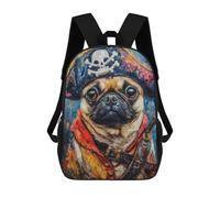 sinyumoney Pug Pirate Costume Painting Mochilas Para Niños 17inch Mochila Escolar Mochila Escolar Impresa En 3D Para Niños De Primaria Y Secundaria