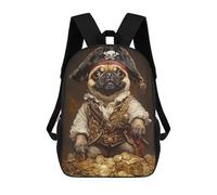 sinyumoney Pug Pirate Treasure Chest-2 Mochilas Infantiles Impresas En 3D Para Niños. Mochilas De Viaje De Moda Para Niños. Mochila Escolar Para Estudiantes De Primaria Y Secundaria.