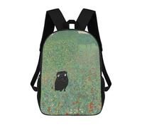 sinyumoney Pug Poppies Gustav Klimt Art Mochila Escolar Impresa En 3D 17inch Mochila Escolar Infantil Mochilas De Viaje Mochila Informal De Moda Para Niños Y Estudiantes