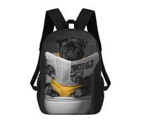 sinyumoney Pug Reading Newspaper on Toilet-2 Mochilas Para Niños 17inch Mochila Escolar Mochila Escolar Impresa En 3D Para Niños De Primaria Y Secundaria