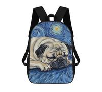 sinyumoney Pug Sleeping Starry Night Painting Mochila Escolar Mochila Para Niños Impresa En 3D Mochilas Infantiles Para Niños Y Niñas Mochilas Escolares Mochilas De Viaje Para Niños 17inch