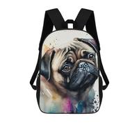 sinyumoney Pug Watercolor Dog Mochila Escolar Infantil Impresa En 3D Para Niños, Mochila De Viaje De Alta Capacidad, Bolsas Para Libros, Mochila Escolar Infantil 17inch