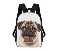 sinyumoney Pug with Chocolate Bar Mochilas Para Niños Y Estudiantes, Mochilas Escolares Impresas En 3D, Mochilas Para Estudiantes De Primaria Y Secundaria Para Niños Y Niñas 17inch