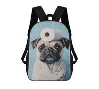 sinyumoney Pug with Toilet Paper on Head-4 Mochila Escolar Infantil De 17 Pulgadas Con Estampado 3D De Películas De Anime Para Niños, Mochila De Viaje, Mochila Escolar Infantil