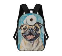 sinyumoney Pug with Toilet Paper Roll on Head-1 Mochila Escolar Impresa En 3D 17inch Mochila Escolar Infantil Mochilas De Viaje Mochila Informal De Moda Para Niños Y Estudiantes