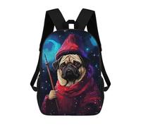 sinyumoney Pug Wizard Pixel Art Cute Mochila Infantil, Mochila Escolar Para Niños, Mochila Escolar Infantil Con Estampado 3D De Dibujos Animados, Mochila De Gran Capacidad Para Niños Y Niñas 17inch