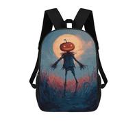 sinyumoney Pumpkin Head Scarecrow Halloween Art Mochila Escolar Grande Para Niños Para El Campus, Actividades Al Aire Libre, Viajes Y Deportes 17inch