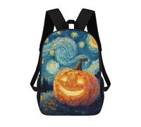 sinyumoney Pumpkin with Starry Night Background-2 Mochilas Infantiles Mochila Escolar Impresa En 3D Para Niños Mochilas De Viaje Bolsas Para Libros Para Niños 17inch Mochila Escolar