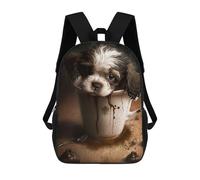 sinyumoney Puppy Dog Coffee Mochila Escolar Impresa En 3D Para Niños 17inch Mochilas Para Niños Y Niñas, Mochilas Escolares Para Niños, Mochilas De Viaje