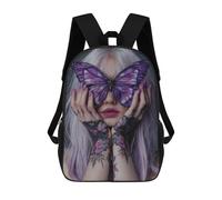 sinyumoney Purple Butterfly Tattoo Art-1 Mochila Escolar Para El Trabajo, Negocios, Universidad, Escuela Para Hombres/mujeres 17inch