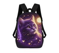 sinyumoney Purple Cat with Butterflies Mochila Escolar Impresa En 3D Para Niños, Mochila Escolar Informal De Moda Para Viajes Para Niños Y Estudiantes 17inch