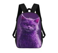 sinyumoney Purple Cat with Pink Eyes Mochila Escolar Ligera Para Aeropuerto, Estudiantes Universitarios, Mochila Para Niños/niñas/adolescentes 17inch