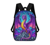 sinyumoney Purple Dragon on Mountain Peak Mochila Infantil Escolar Para Niños Con Estampado 3D De Dibujos Animados, Mochila Escolar Para Estudiantes, Mochila Para Portátil Para Niños Y Niñas 17inch